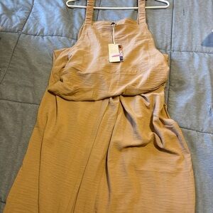 Elegant Tan Sleeveless Dress